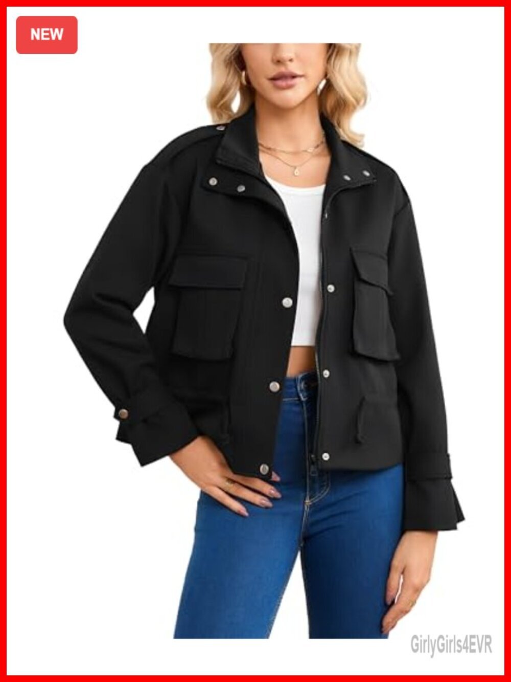 Cropped Bomber Jacket Lightweight Long Sleeve Zip Up Utility Anorak Coat